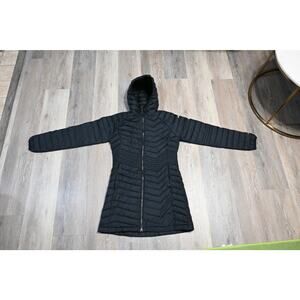 Columbia Women’s Long Puffer Jacket Hooded Insulated Black Size M Winter Coat